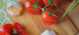 Tomato on cutting board