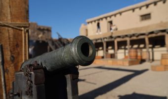 Cannon in foreground at Bent's Fort
