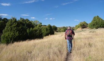 hiker on trail in canyonlands